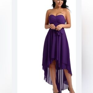 Paprika Purple Evening Bustier Dress Sleeveless High Low Hem Sz 12 Teen.